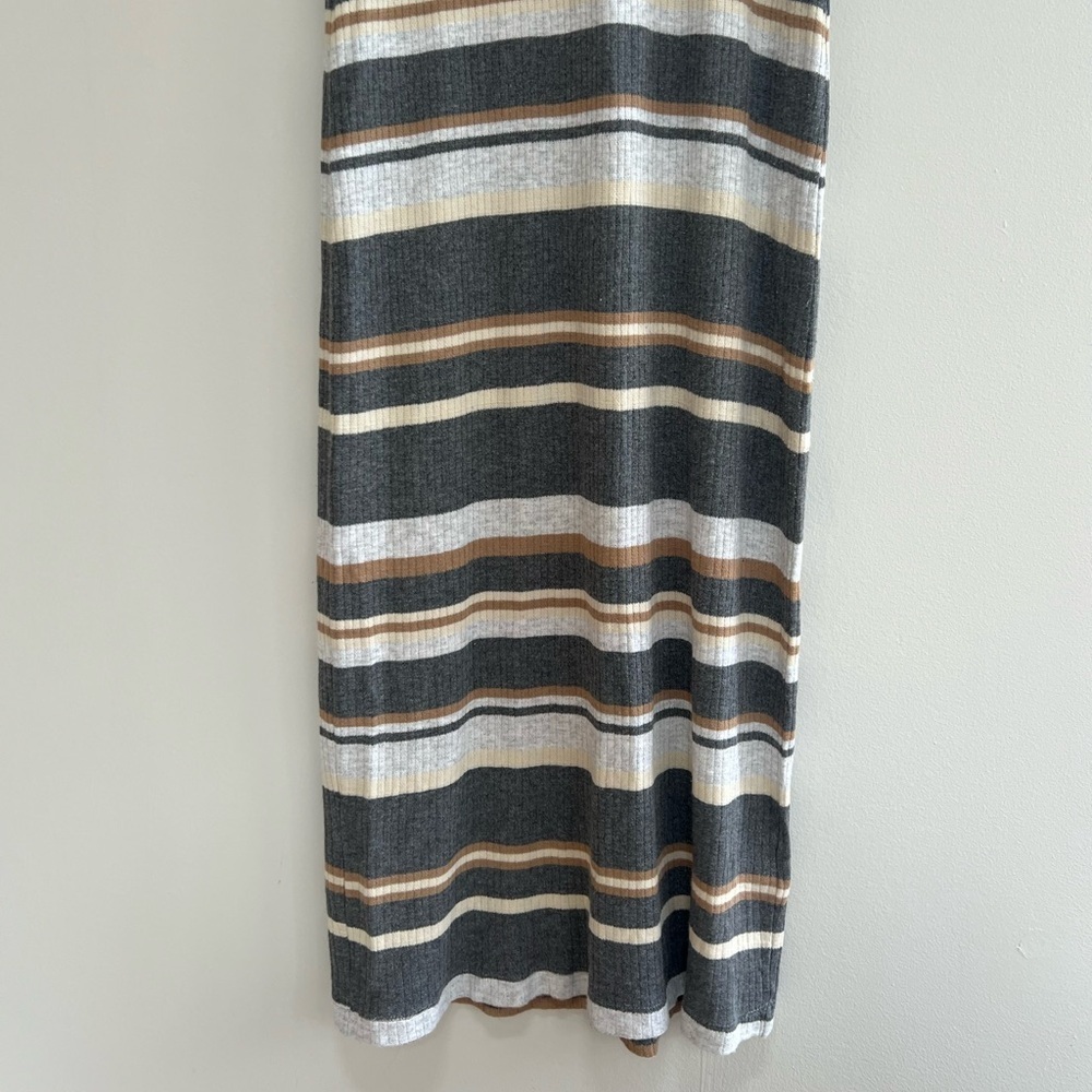 Michael Stars Sleeveless Cowl Neck Striped Bodycon Midi Dress in Heather Gray, S - Picture 4 of 8